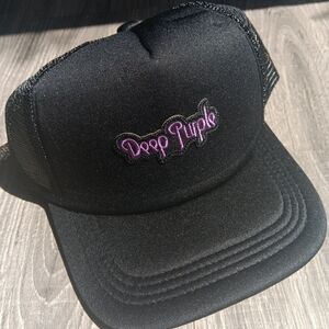 Deep Purple Black Trucker Hat with Purple Embroidery Patch